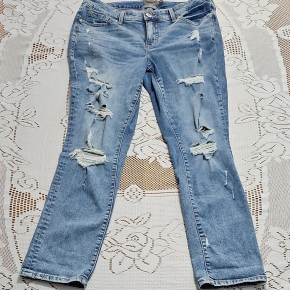 torrid Denim - Torrid Blue Skinny Jeans with Natural Distressing